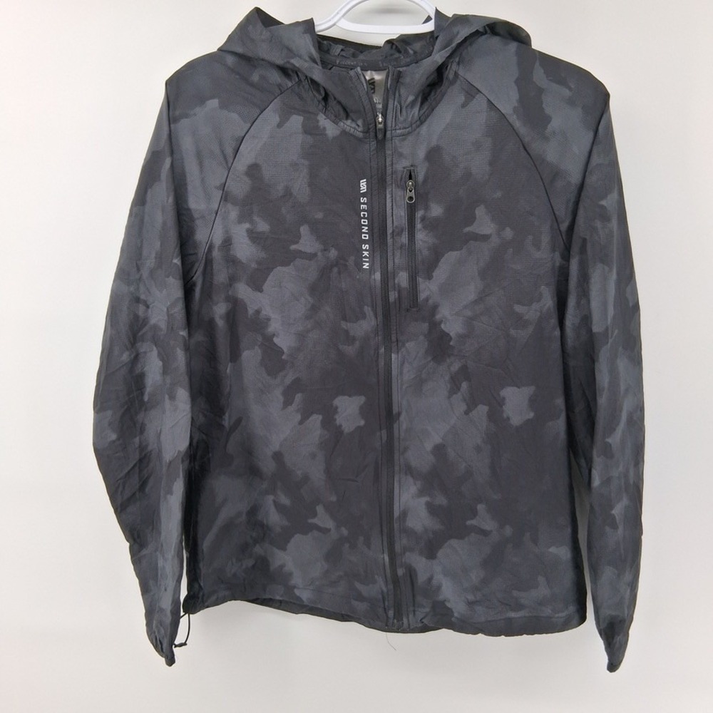 VRST Second Skin Jacket Mens S Dark Gray Camo Full Zip Hood Camouflage